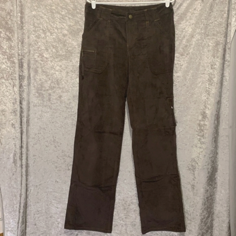 Women’s Athleta brown stretch velvet 8T boot cut pants EC
